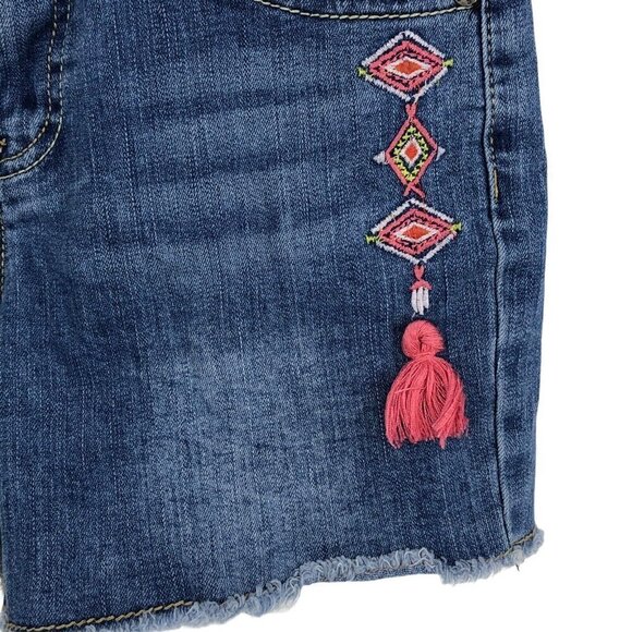 Vigoss Jean Shorts Girls Sz 16 Raw Hem Embroidered Denim 4" Inseam - Picture 5 of 9